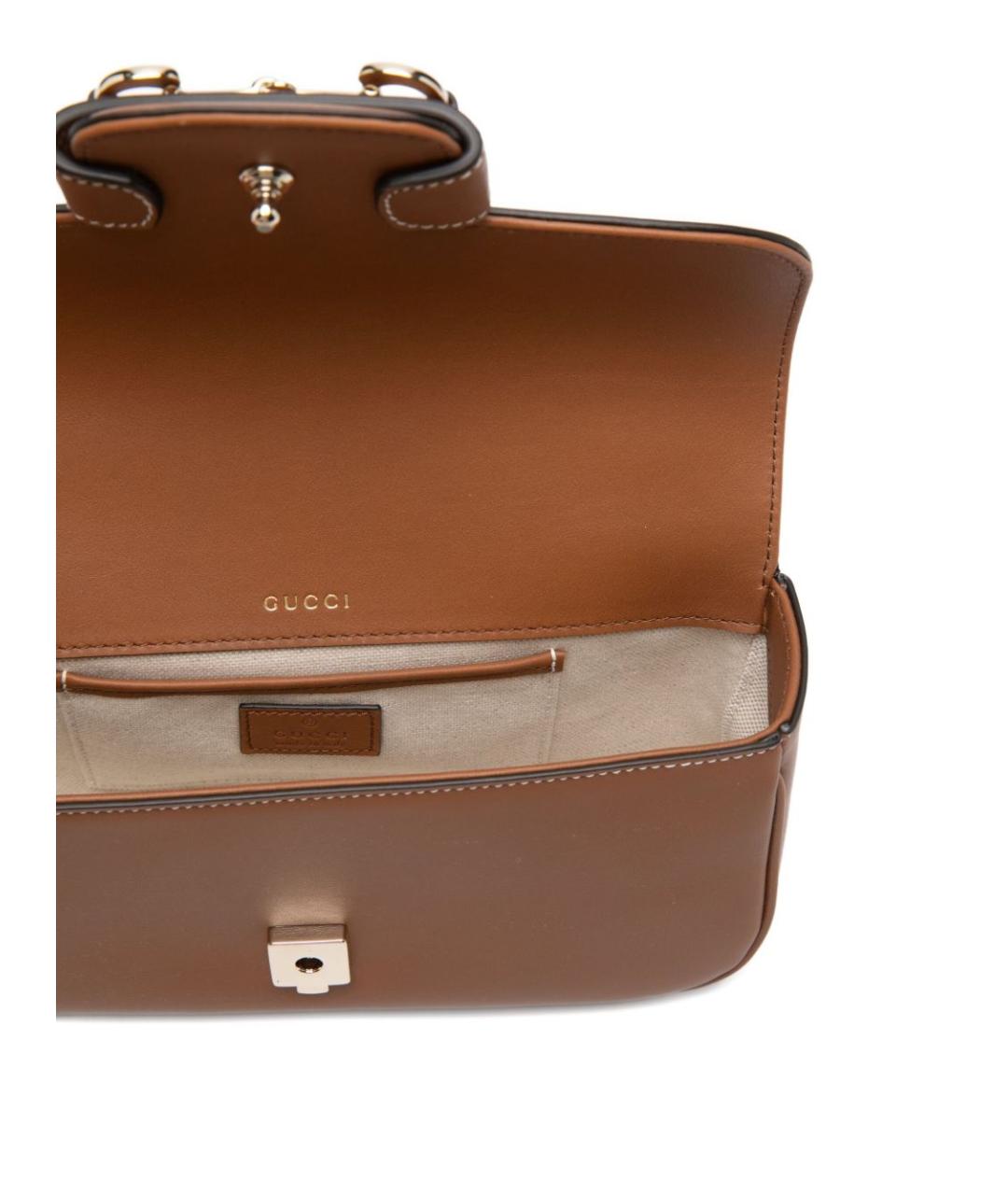 GUCCI Коричневая кожаная сумка с короткими ручками, фото 5
