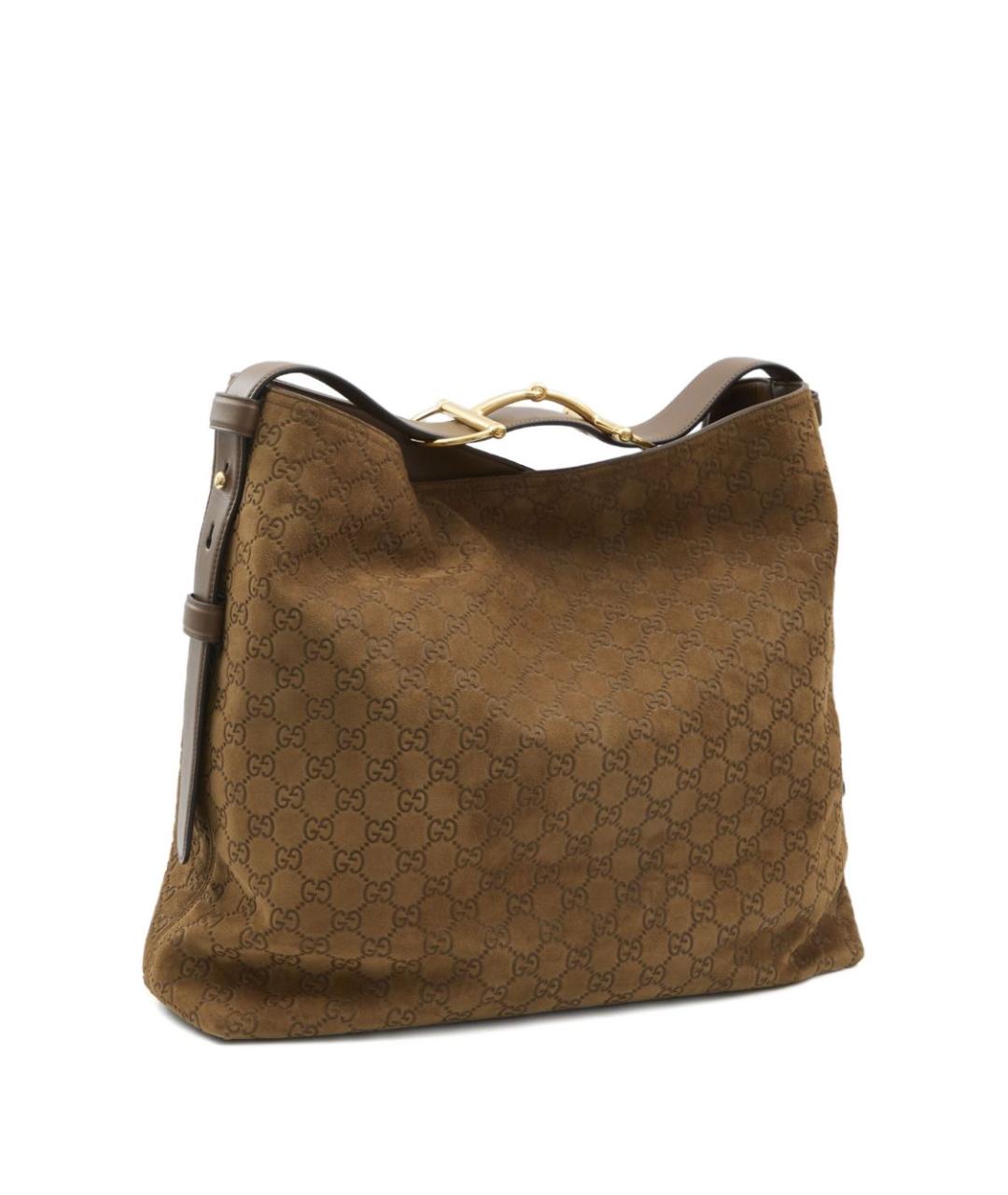 GUCCI Коричневая замшевая сумка тоут, фото 3