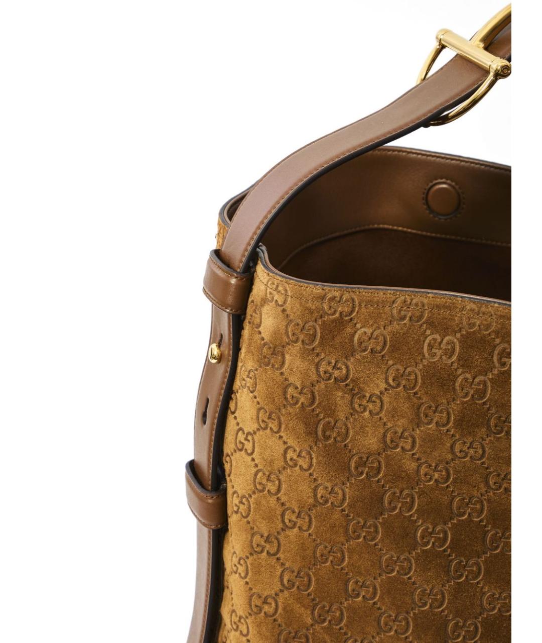 GUCCI Коричневая замшевая сумка тоут, фото 4