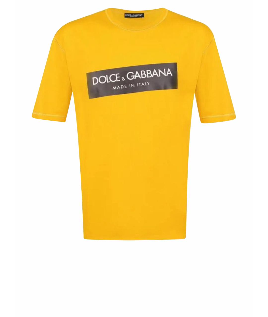 DOLCE&GABBANA Желтая хлопковая футболка, фото 1