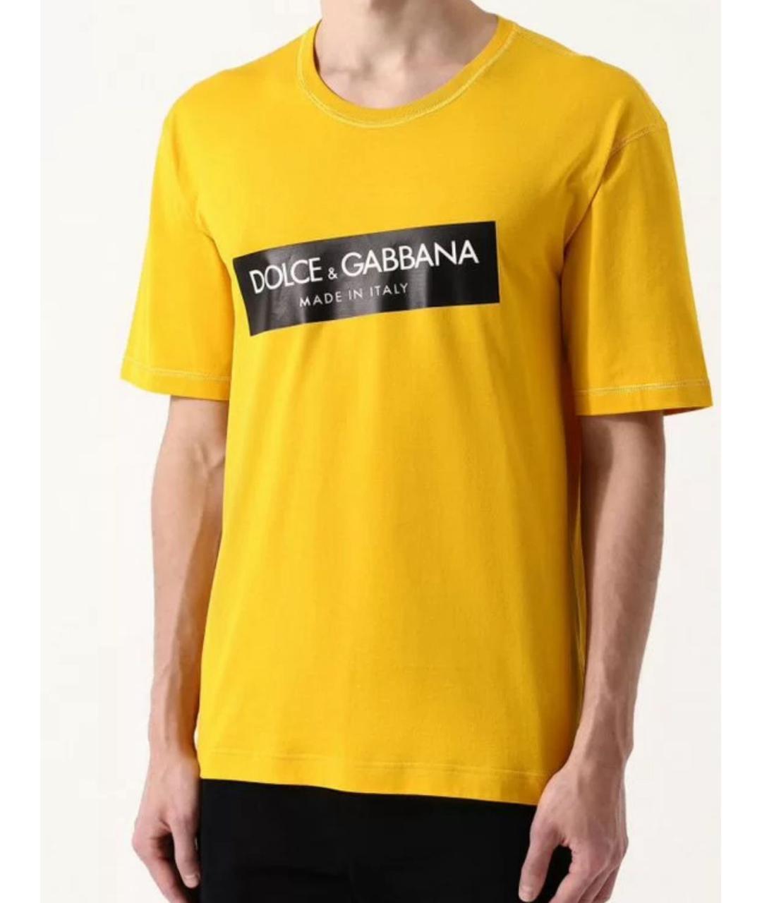 DOLCE&GABBANA Желтая хлопковая футболка, фото 2