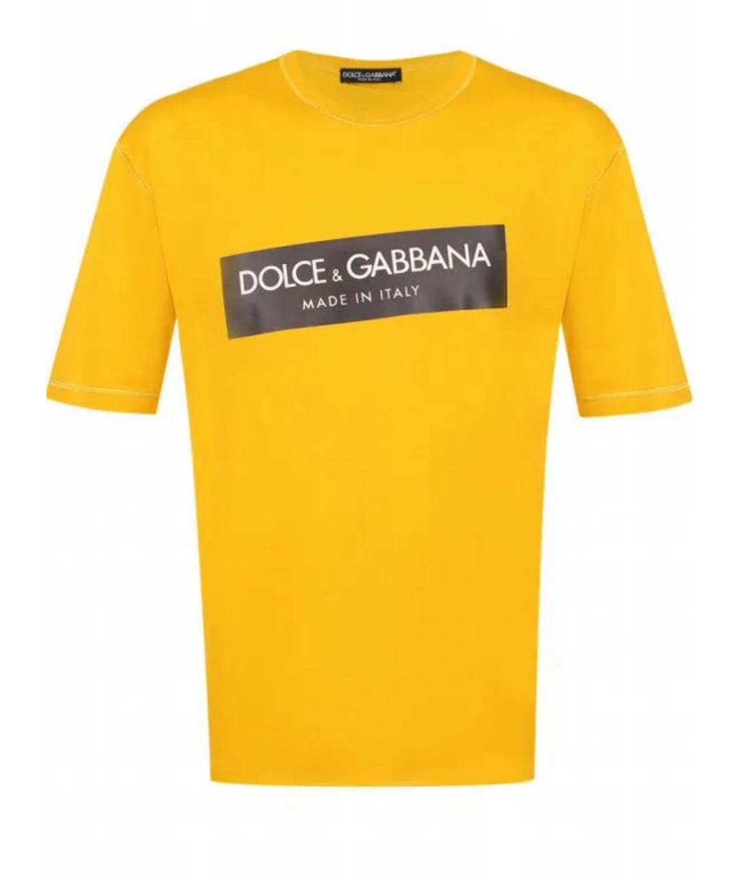 DOLCE&GABBANA Желтая хлопковая футболка, фото 5