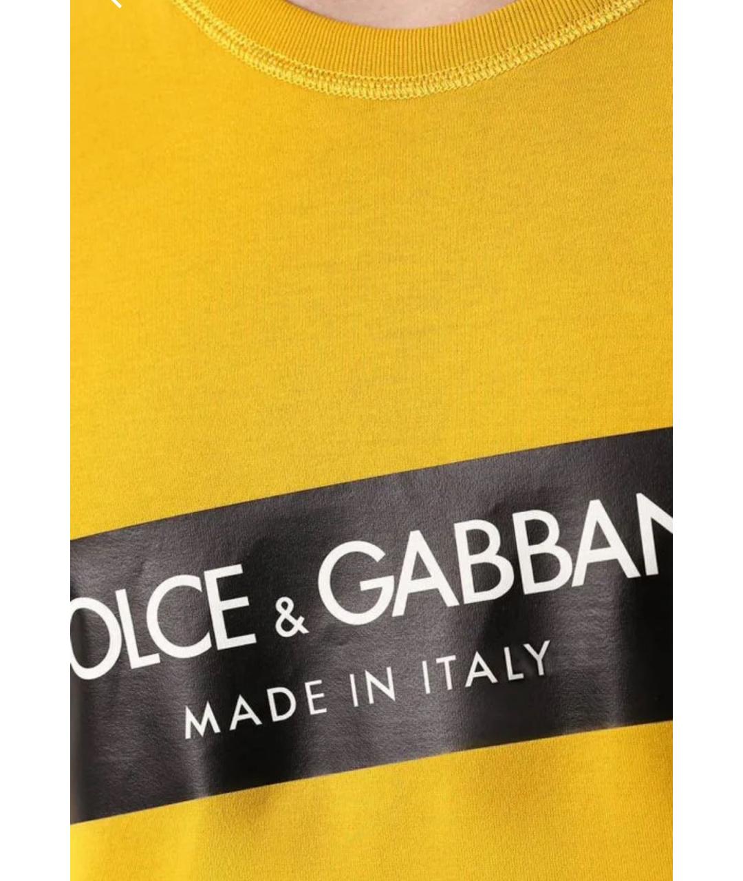 DOLCE&GABBANA Желтая хлопковая футболка, фото 3