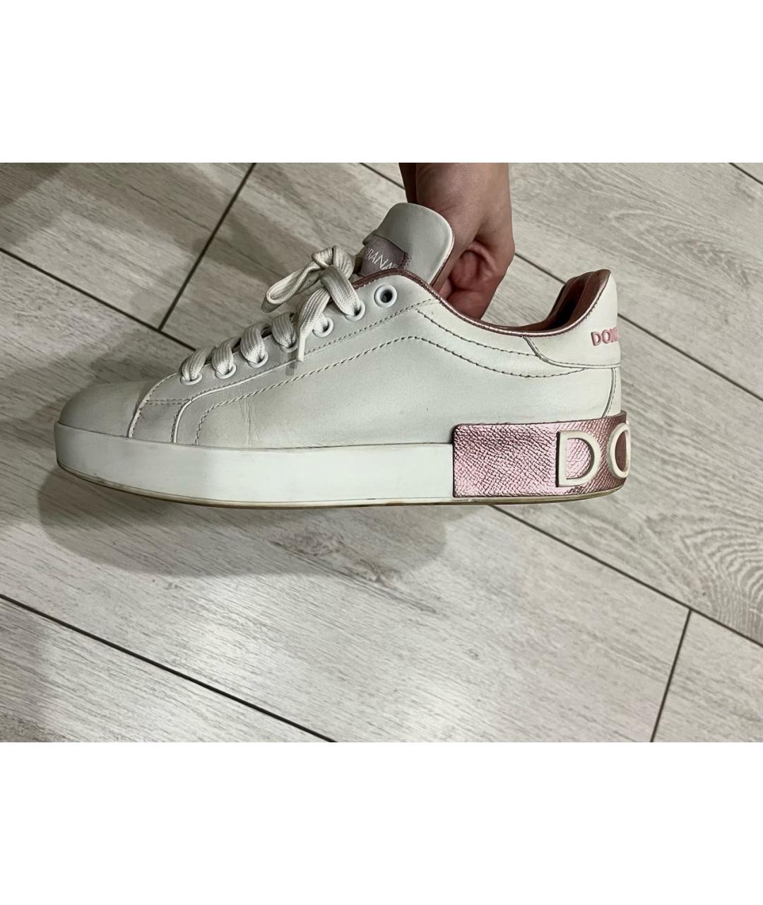 DOLCE&GABBANA Белые кожаные кеды, фото 5