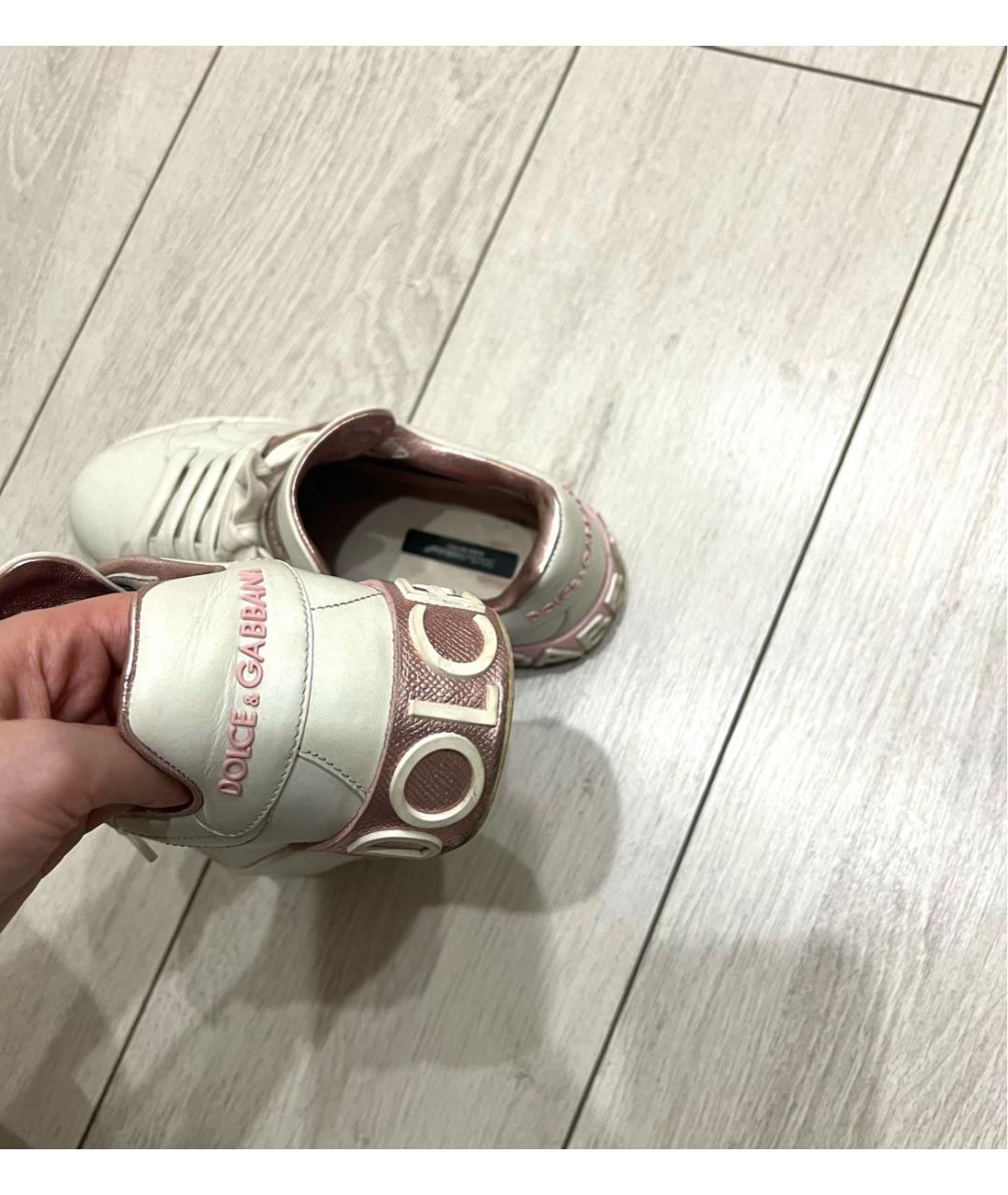 DOLCE&GABBANA Белые кожаные кеды, фото 2