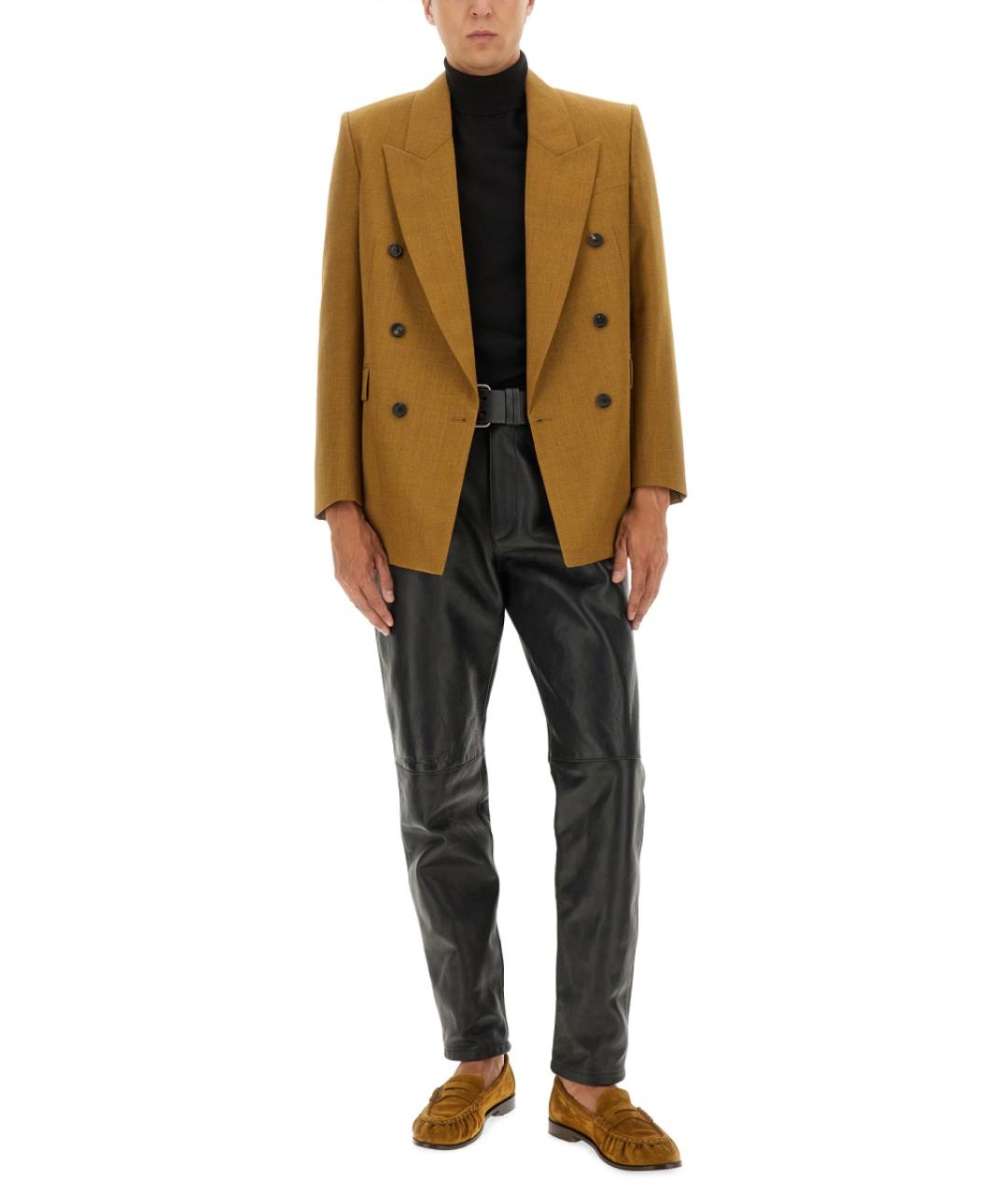 SAINT LAURENT Горчичный шерстяной пиджак, фото 3