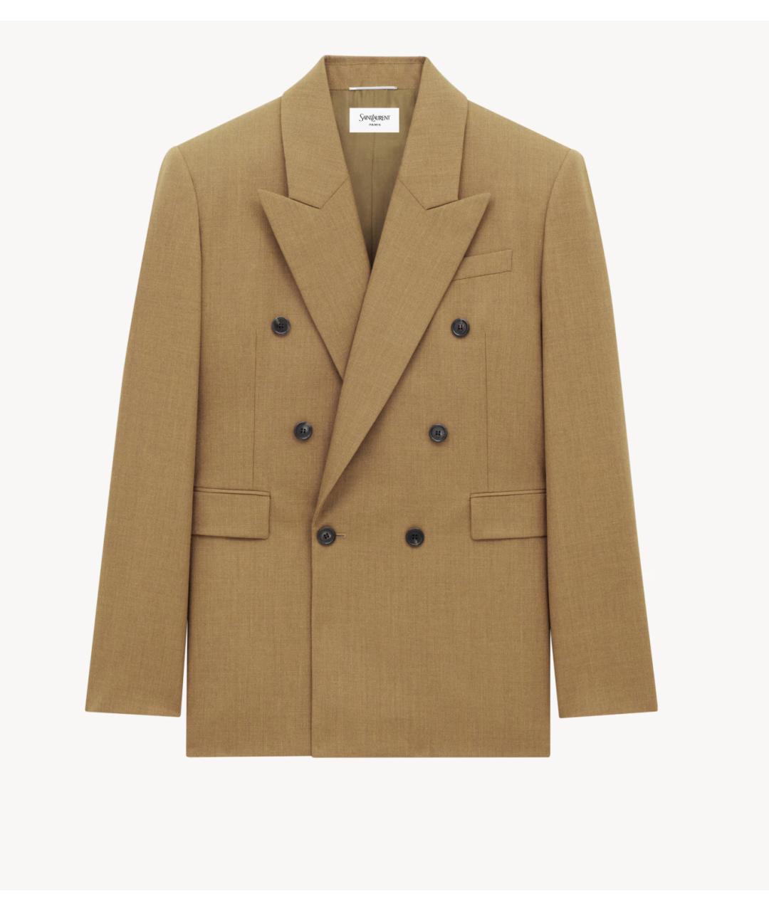 SAINT LAURENT Горчичный шерстяной пиджак, фото 6