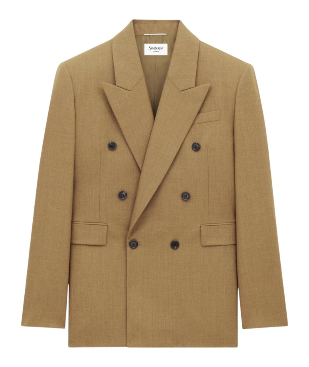 SAINT LAURENT Горчичный шерстяной пиджак, фото 1