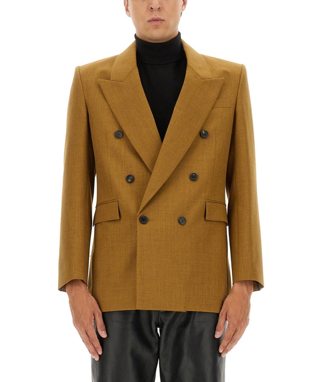 SAINT LAURENT Горчичный шерстяной пиджак, фото 2