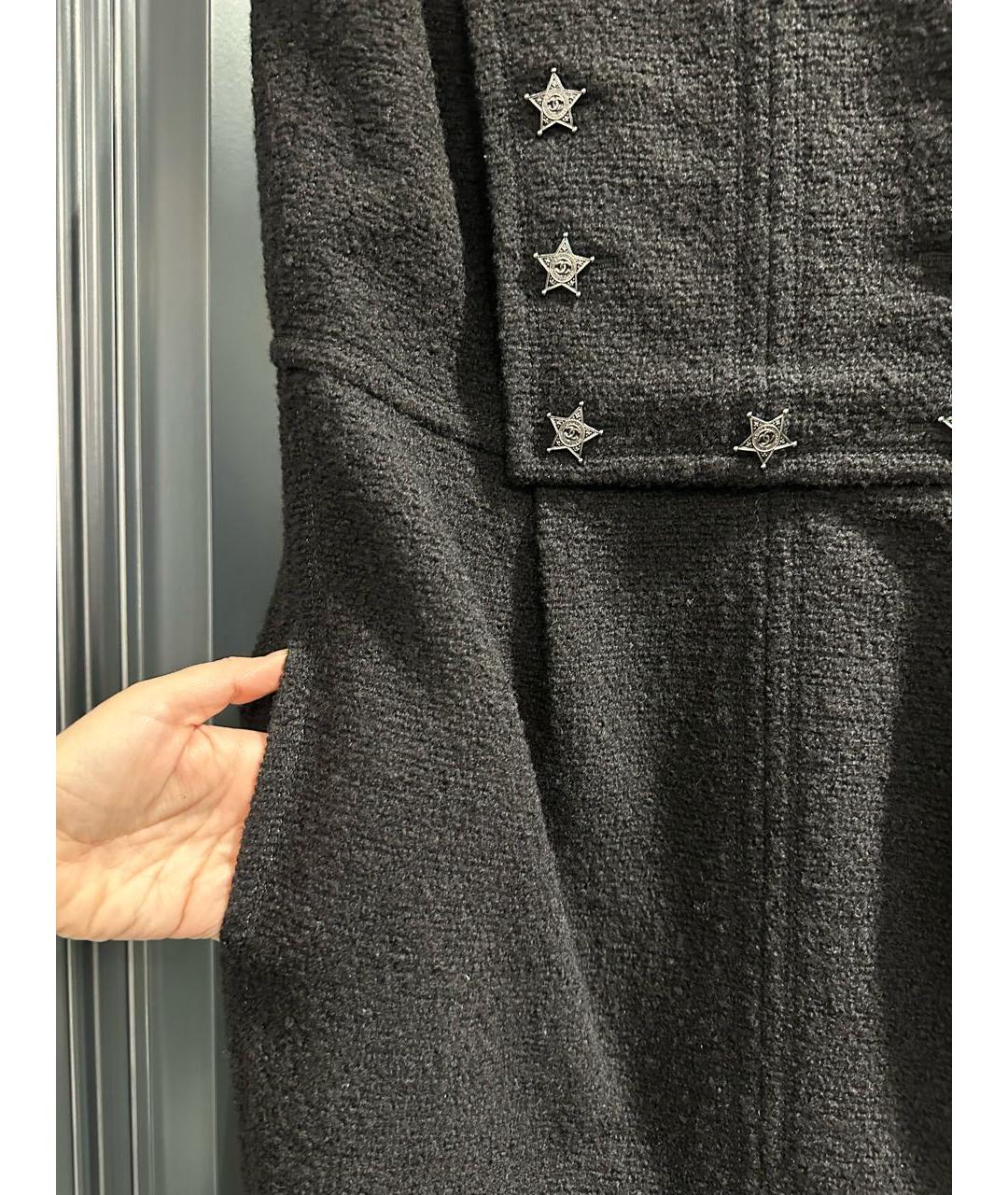 CHANEL Черное шерстяное повседневное платье, фото 5