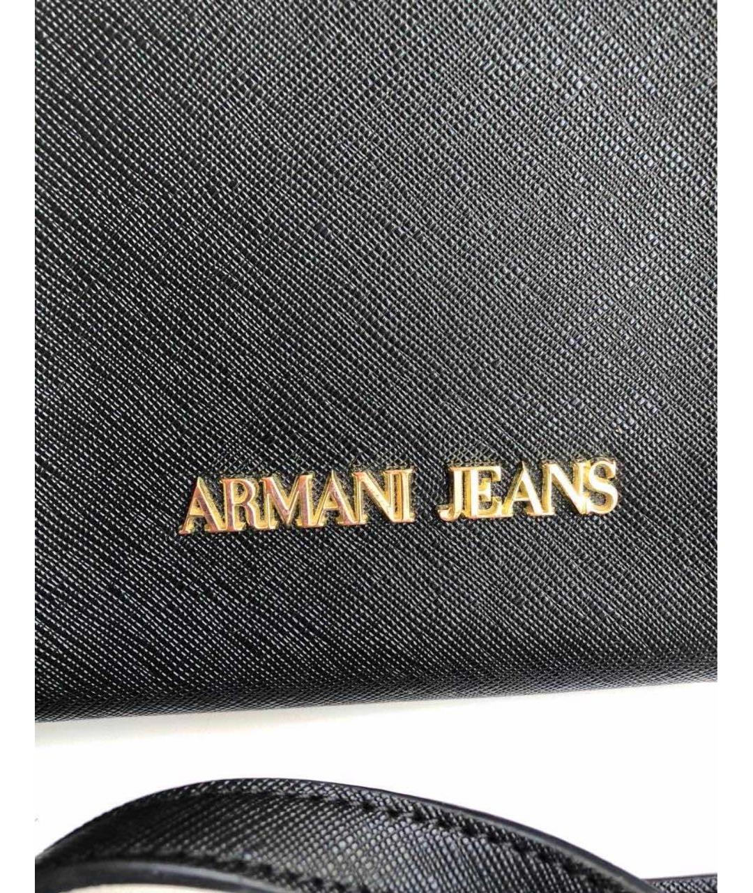 ARMANI JEANS Черная кожаная сумка через плечо, фото 4