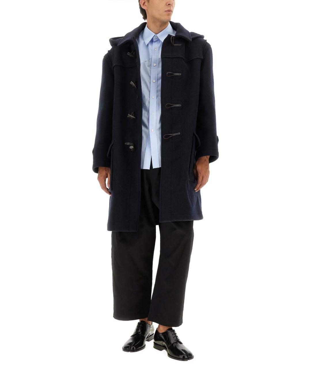 MAISON MARGIELA Темно-синее шерстяное пальто, фото 3
