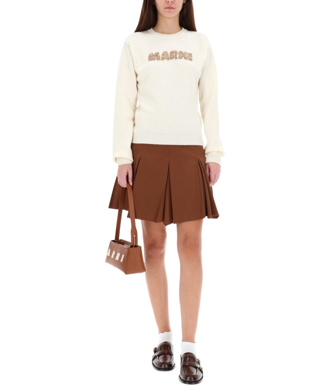 MARNI Коричневая шерстяная юбка миди, фото 3