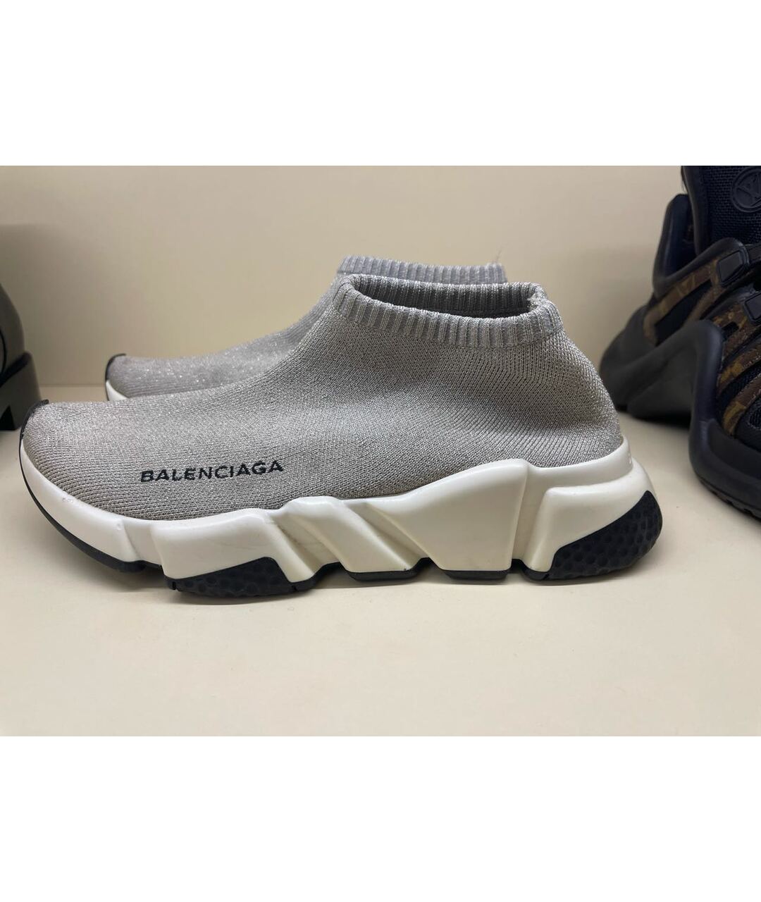 BALENCIAGA Серебряные синтетические кроссовки, фото 4