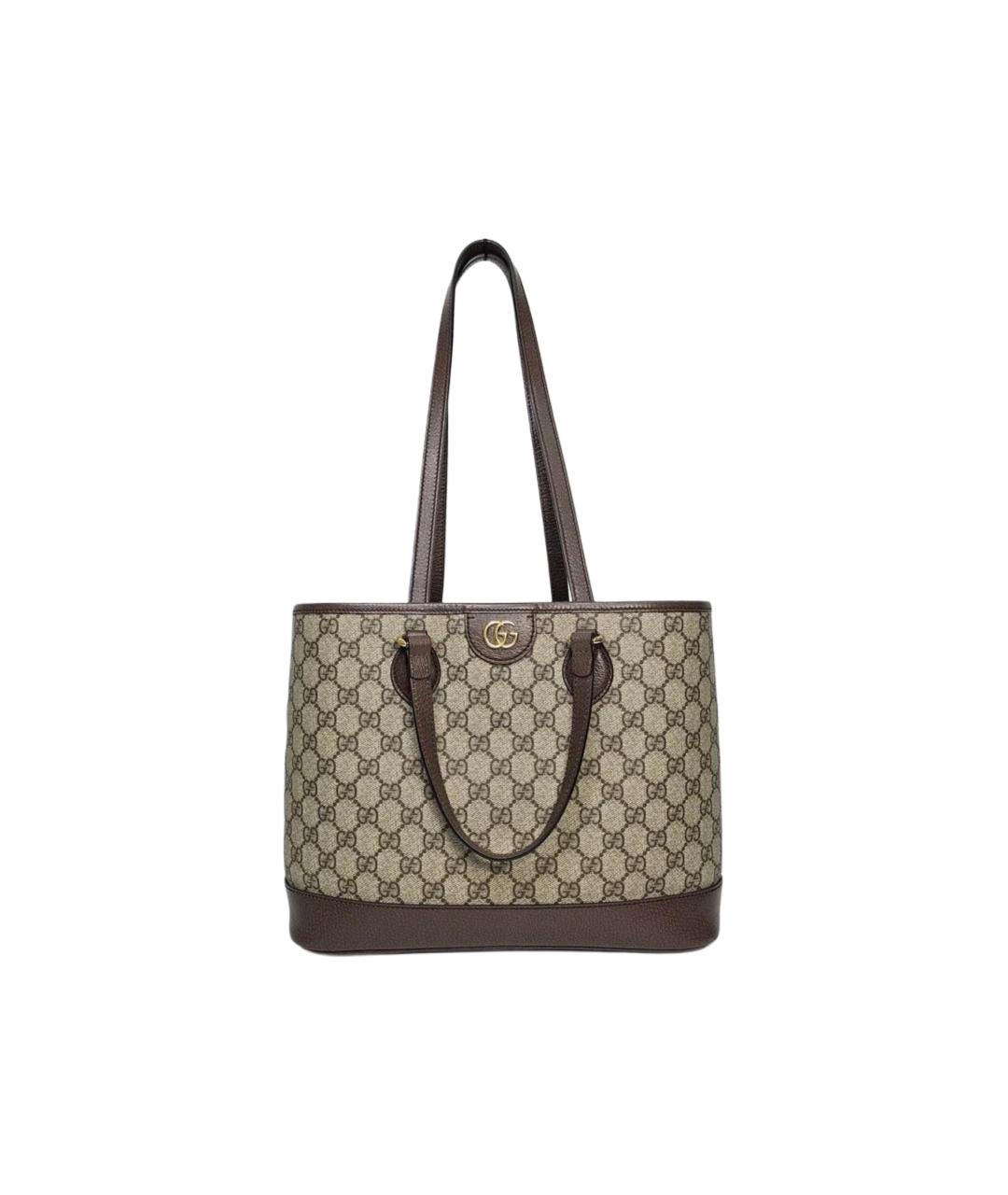 GUCCI Коричневая кожаная сумка тоут, фото 10