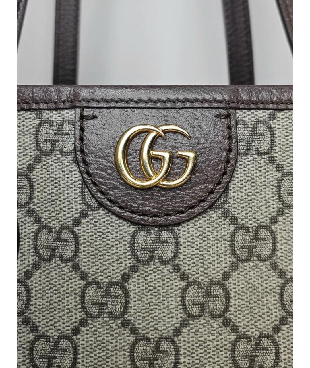 GUCCI Коричневая кожаная сумка тоут, фото 9