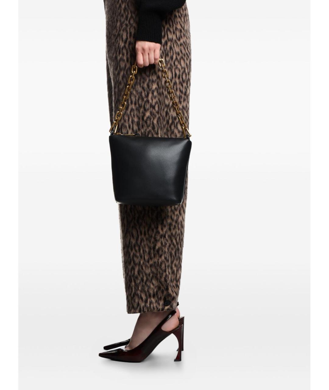 EMPORIO ARMANI Черная кожаная сумка с короткими ручками, фото 2