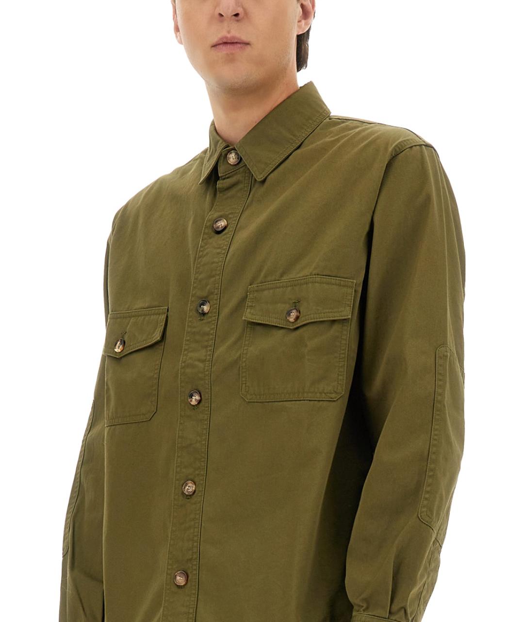 SAINT LAURENT Зеленая хлопковая кэжуал рубашка, фото 5
