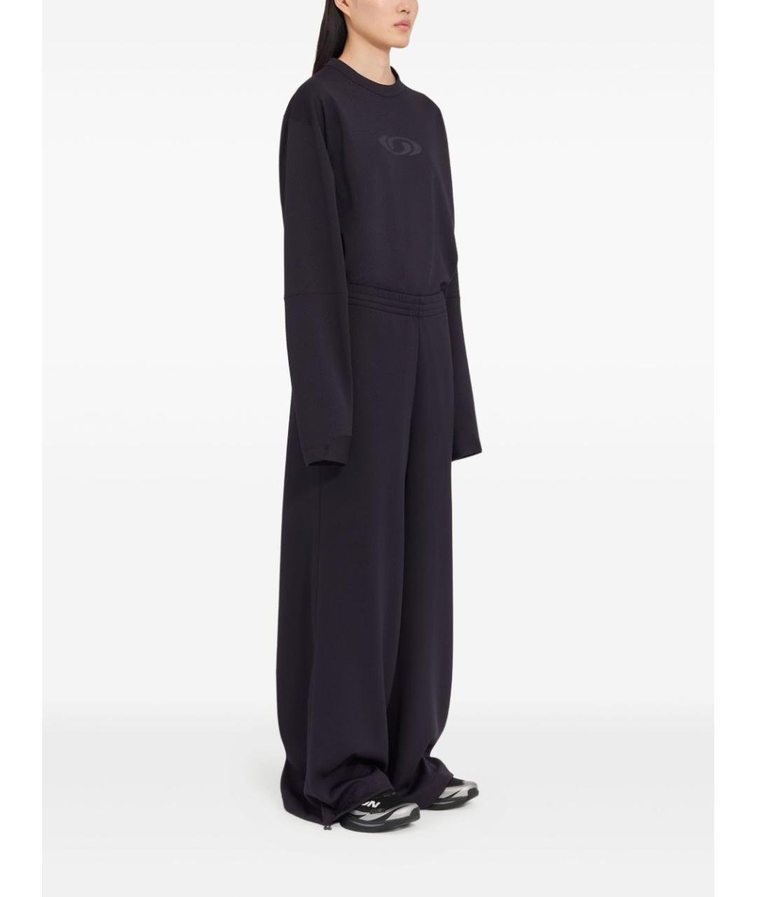 MM6 MAISON MARGIELA Черные полиэстеровые прямые брюки, фото 4