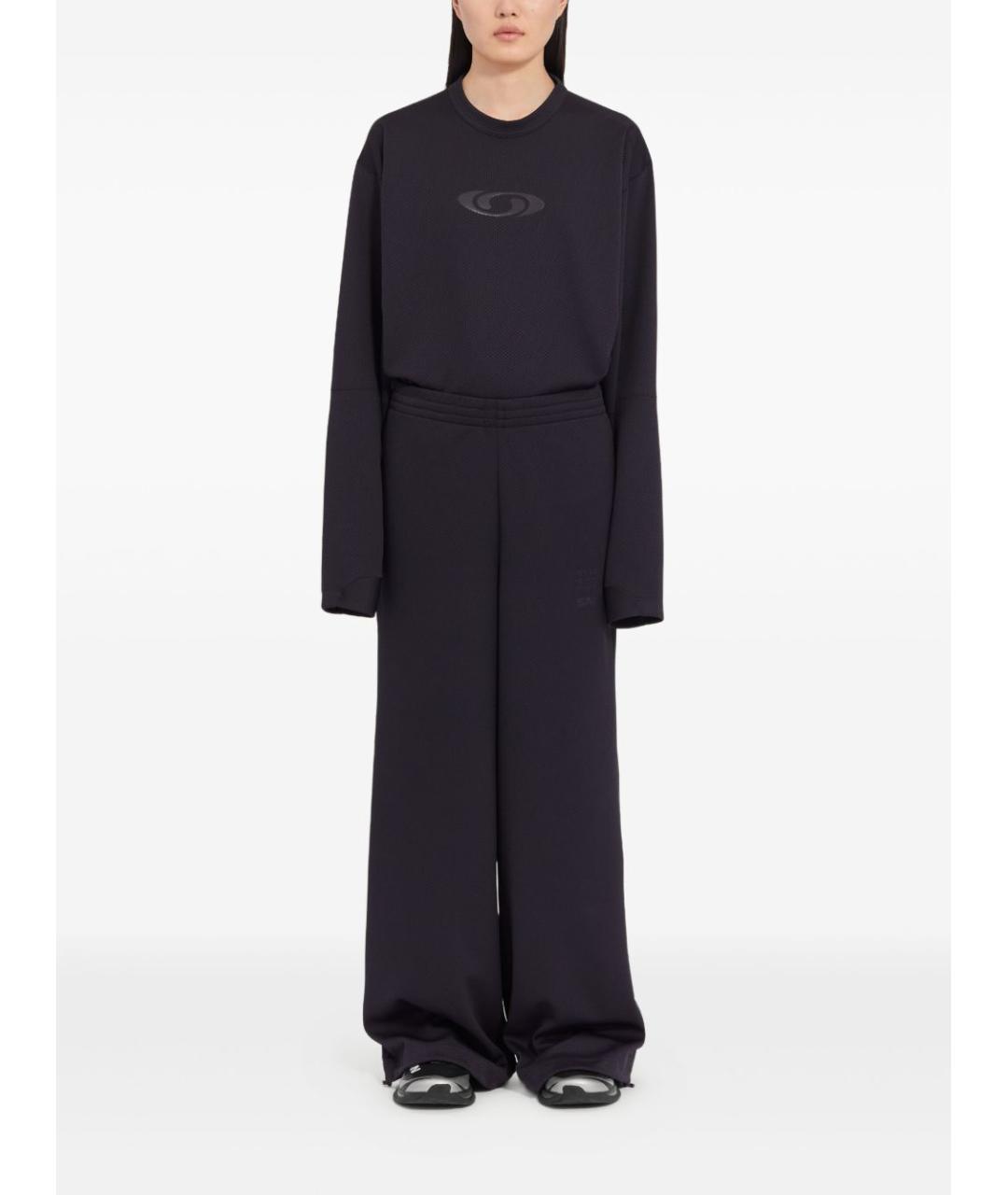 MM6 MAISON MARGIELA Черные полиэстеровые прямые брюки, фото 5