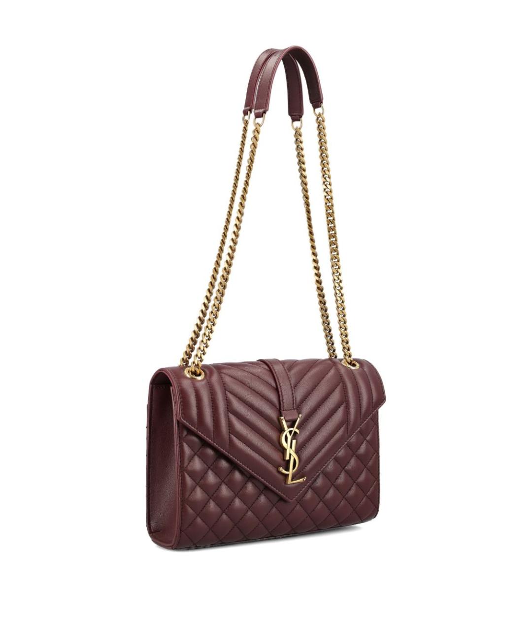 SAINT LAURENT Бордовая хлопковая сумка через плечо, фото 2