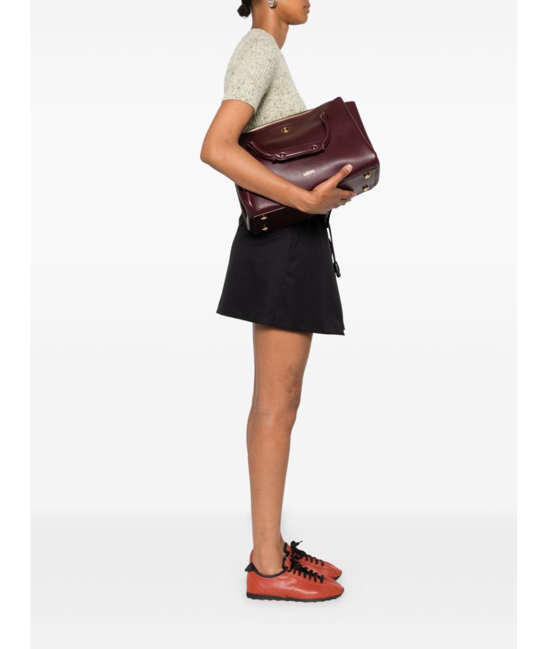 LOEWE Бордовая кожаная сумка тоут, фото 2