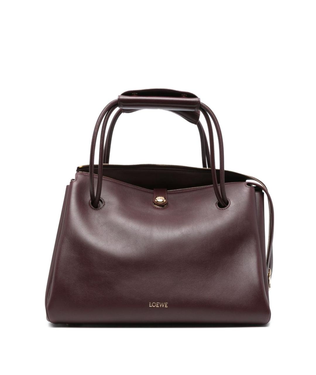 LOEWE Бордовая кожаная сумка тоут, фото 1