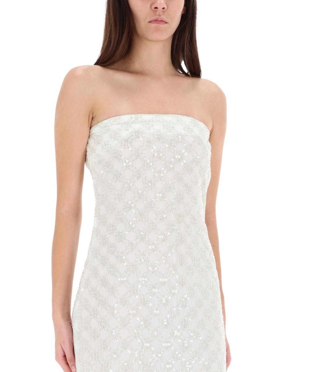 ROTATE Белое полиэстеровое повседневное платье, фото 3