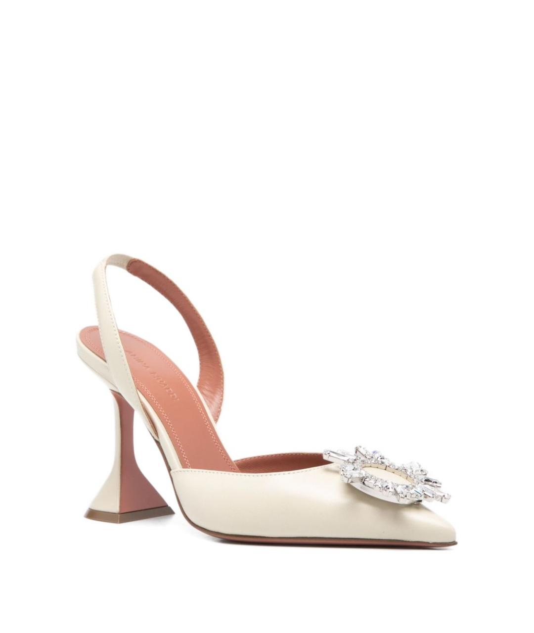 Amina Muaddi Белые кожаные туфли, фото 2