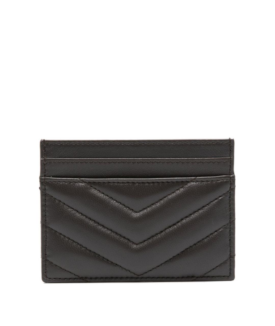 SAINT LAURENT Серый кожаный кардхолдер, фото 2