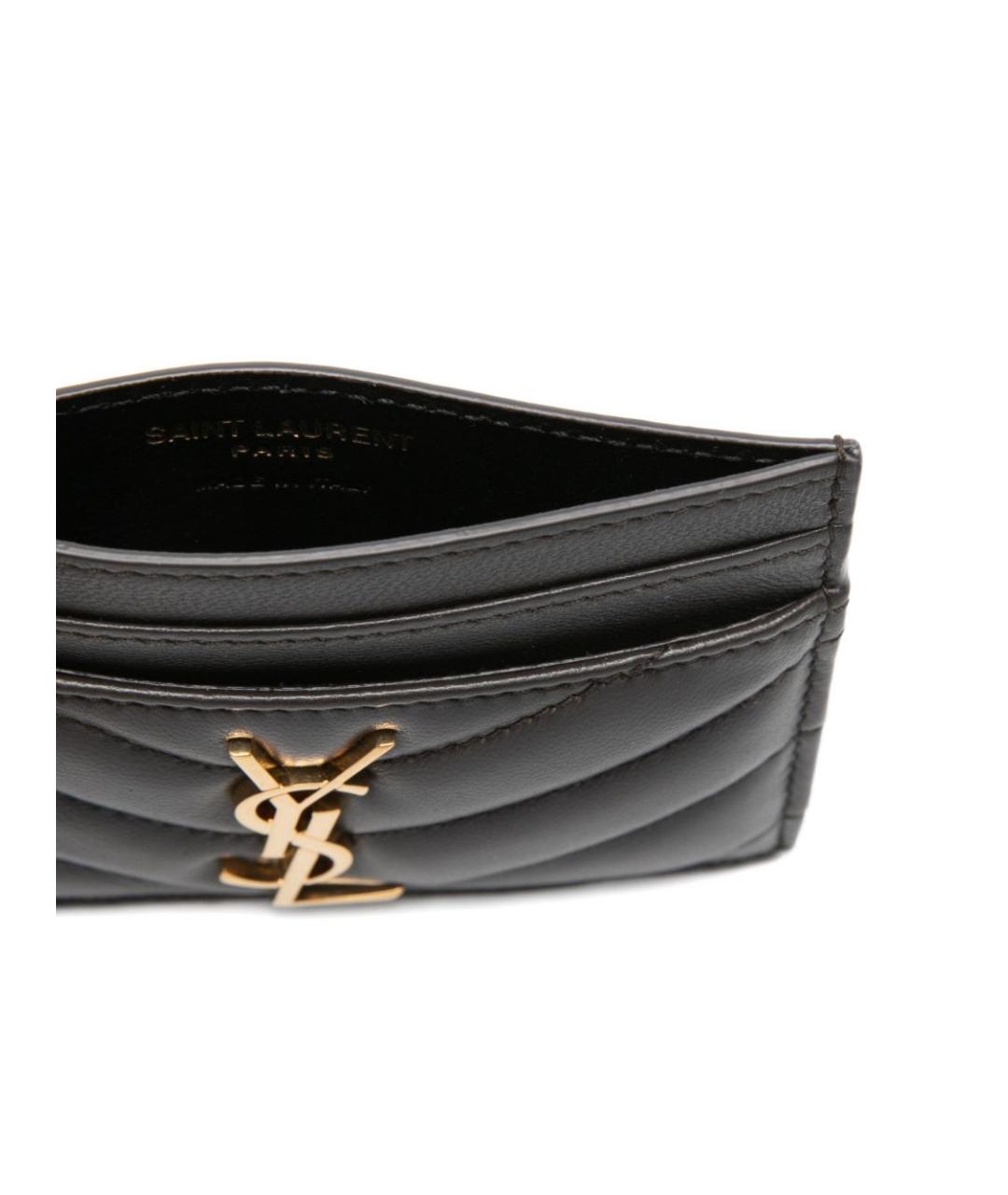 SAINT LAURENT Серый кожаный кардхолдер, фото 3