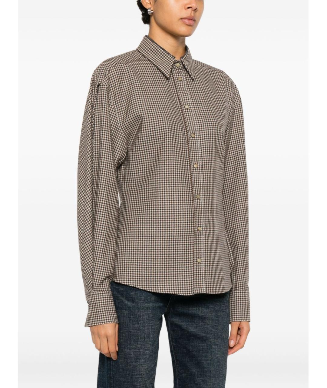 BRUNELLO CUCINELLI Коричневая хлопковая рубашка, фото 3