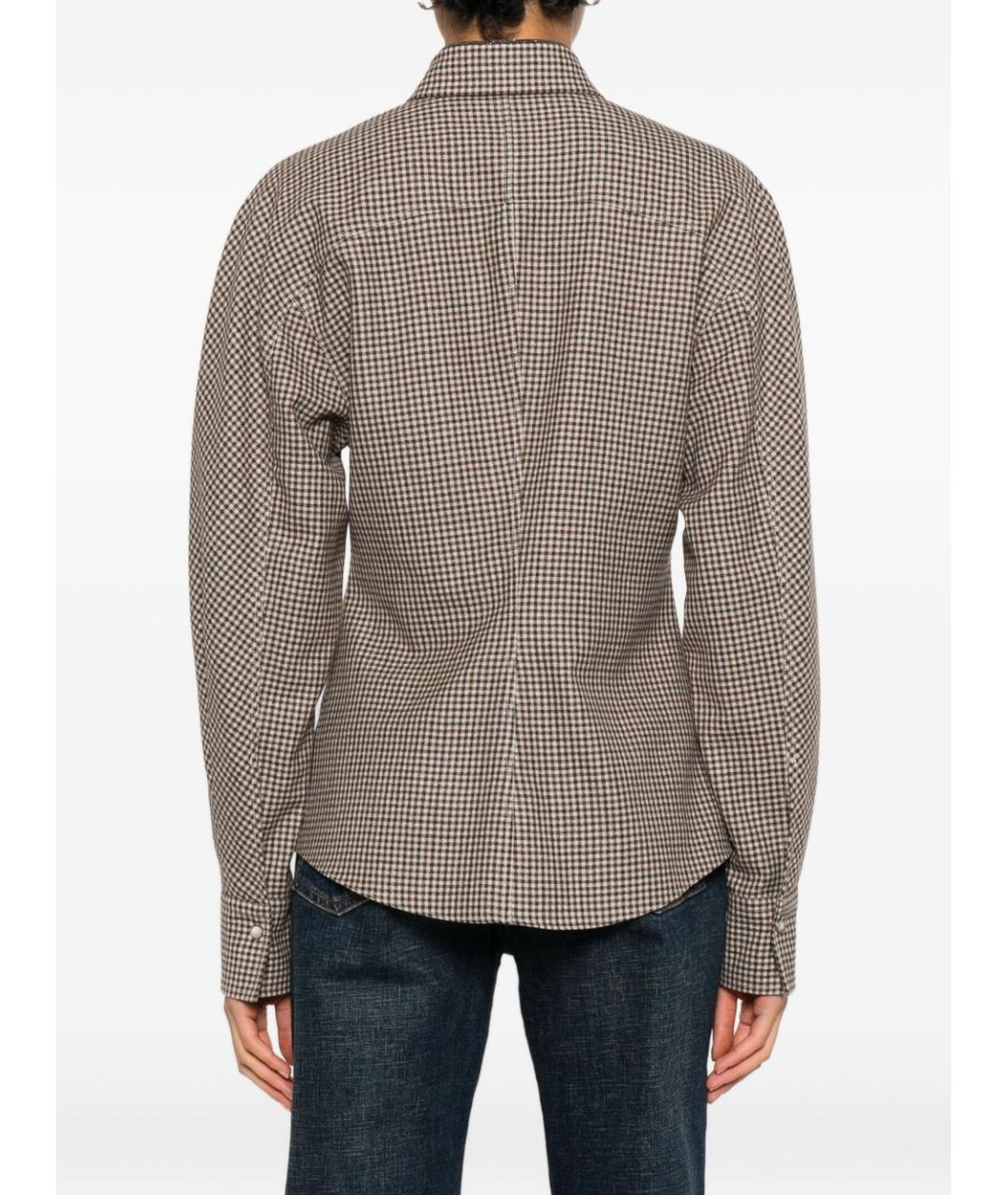 BRUNELLO CUCINELLI Коричневая хлопковая рубашка, фото 4