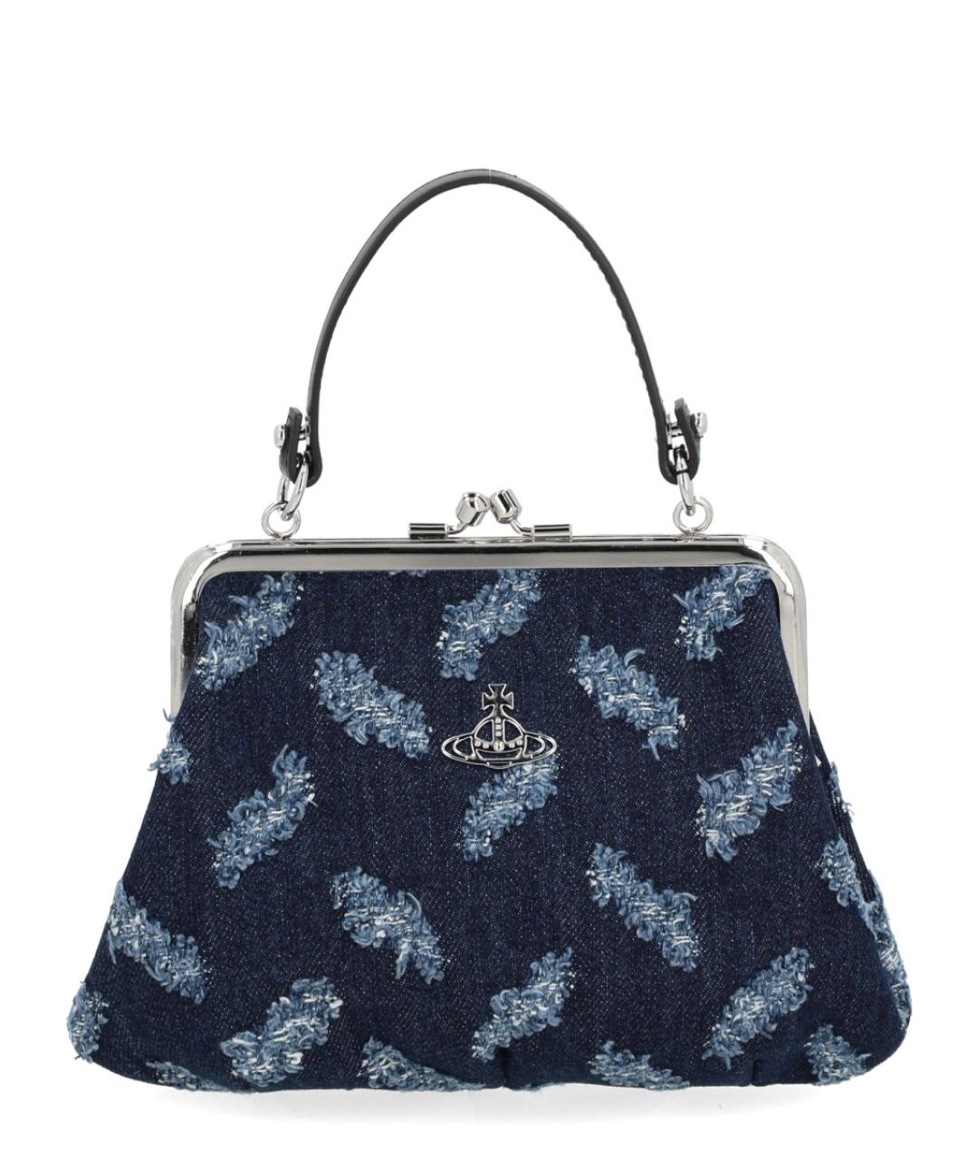 VIVIENNE WESTWOOD Синяя хлопковая сумка с короткими ручками, фото 1