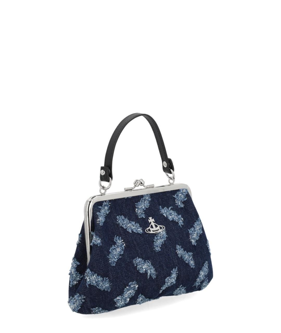 VIVIENNE WESTWOOD Синяя хлопковая сумка с короткими ручками, фото 4