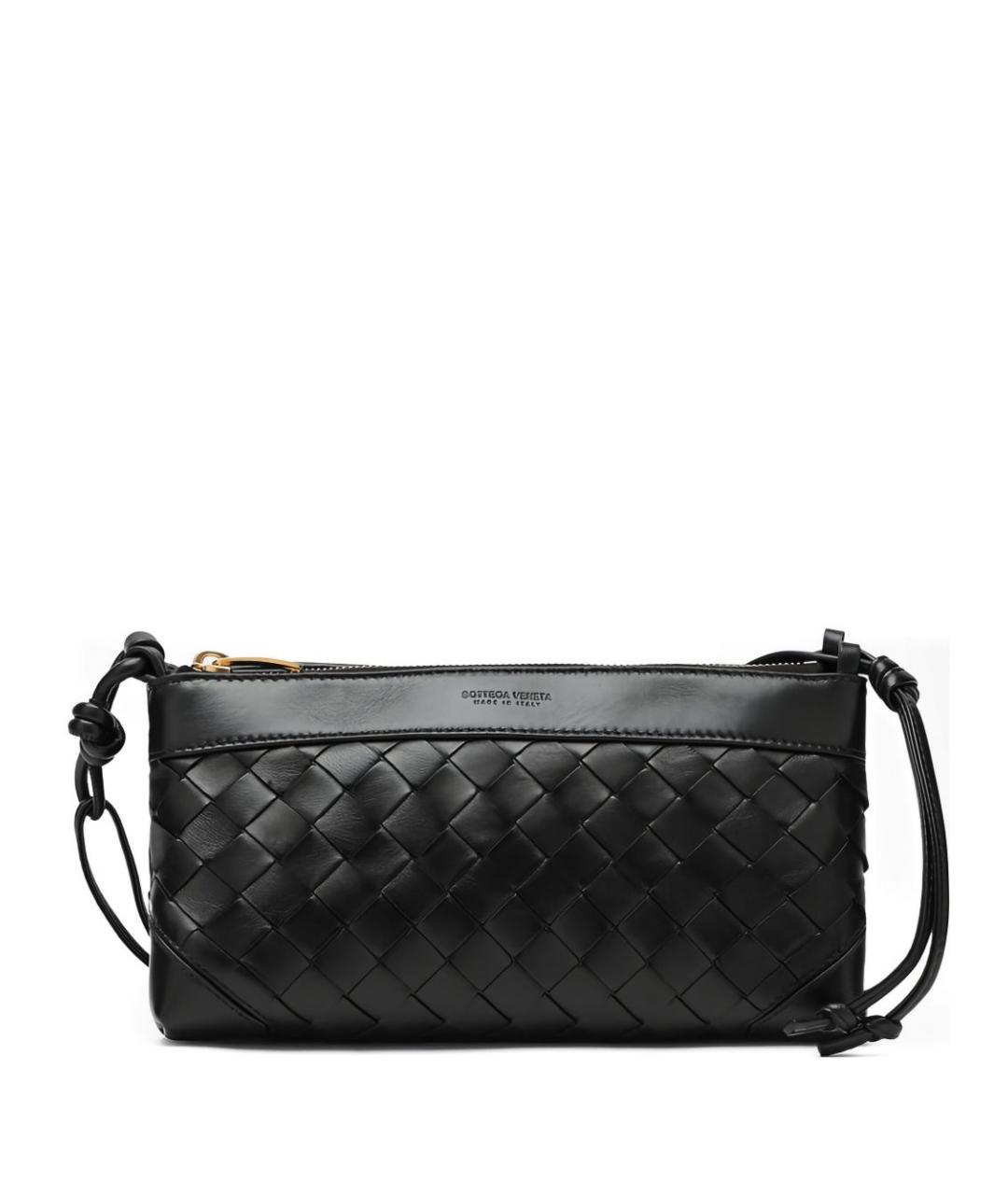 BOTTEGA VENETA Черная кожаная сумка через плечо, фото 1