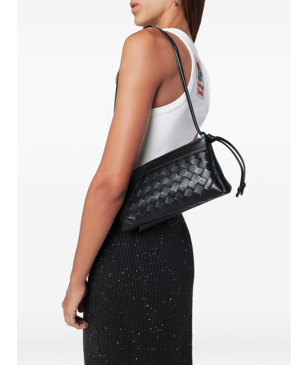 BOTTEGA VENETA Черная кожаная сумка через плечо, фото 2