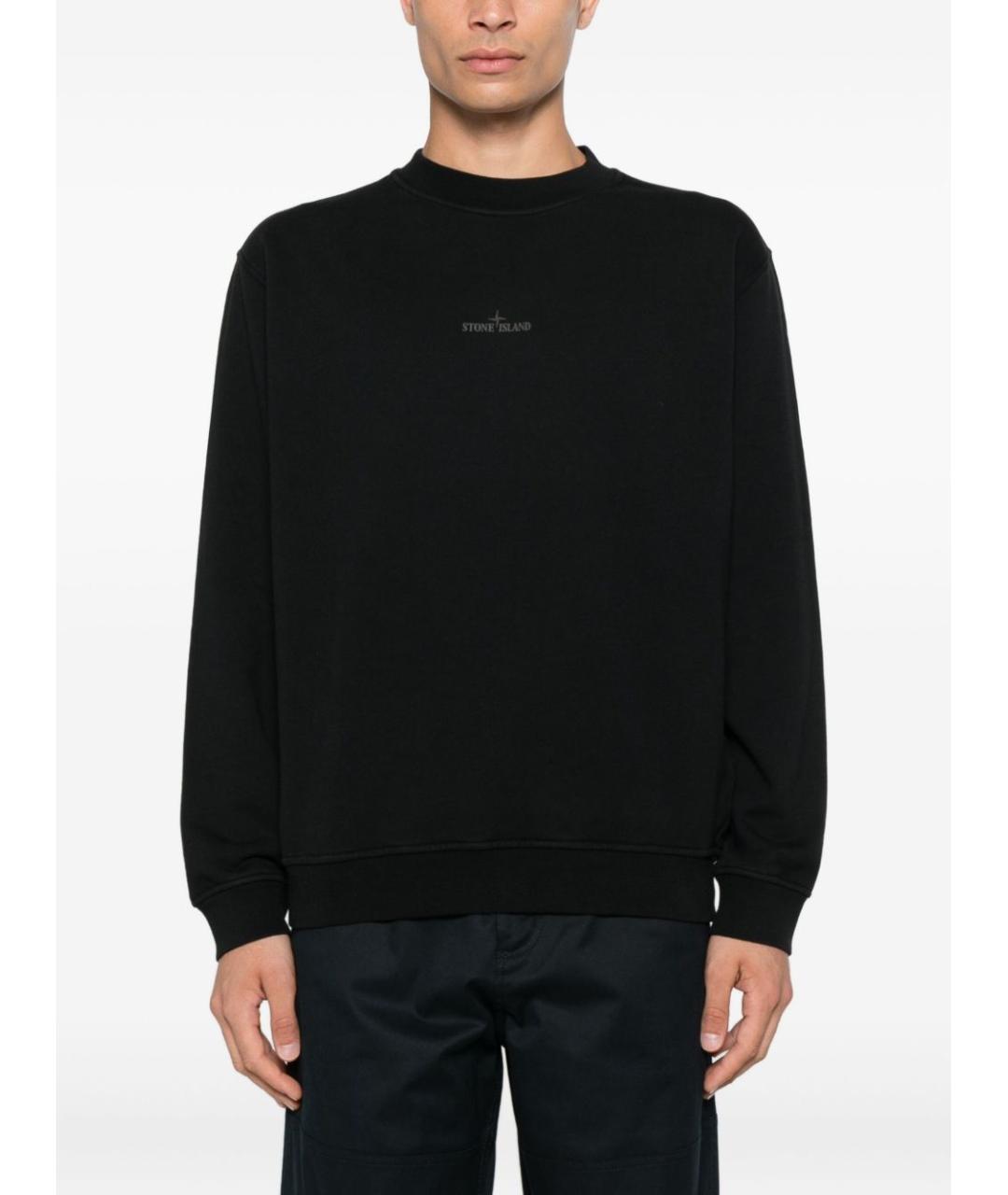 STONE ISLAND Черный хлопковый джемпер / свитер, фото 3