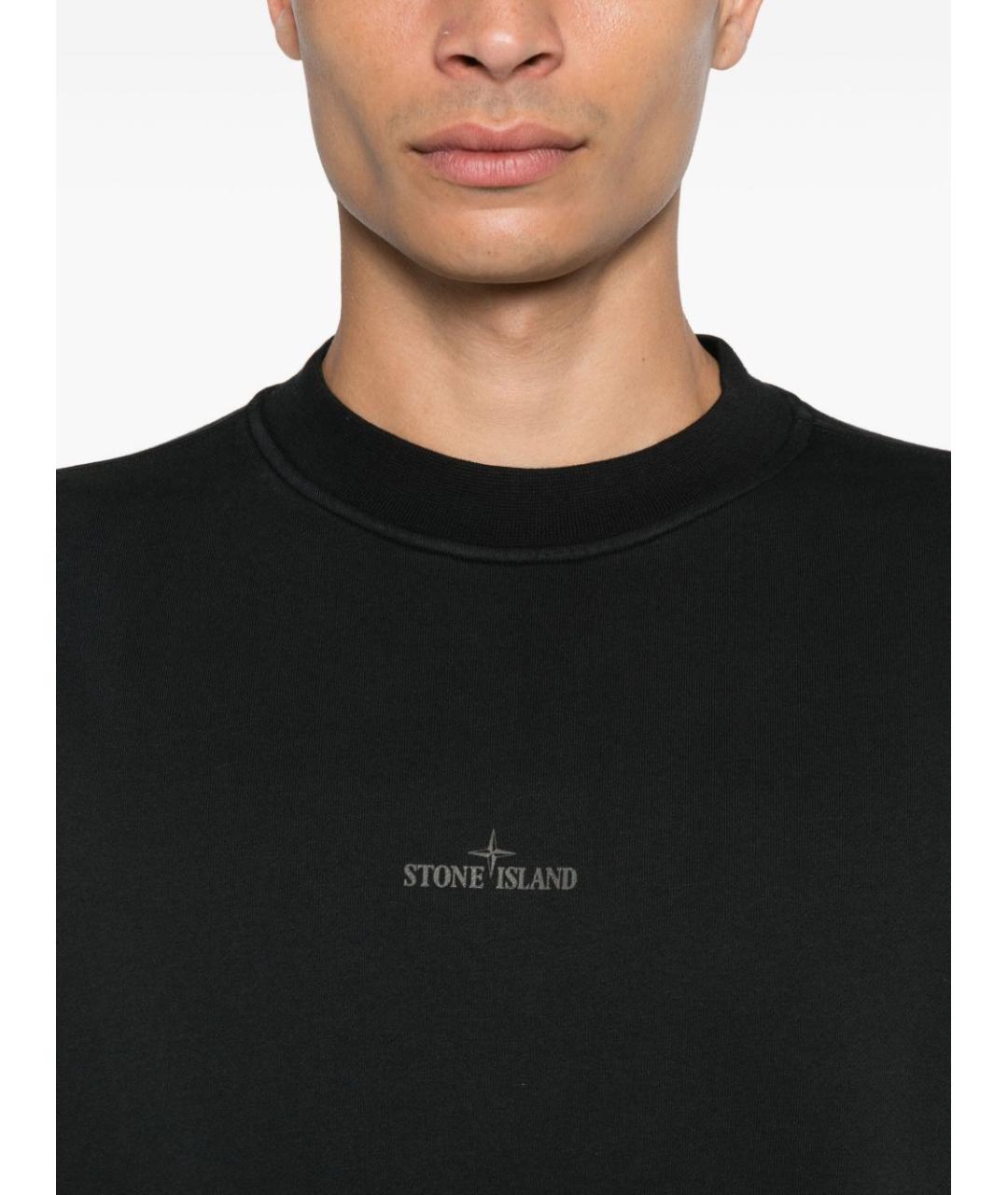 STONE ISLAND Черный хлопковый джемпер / свитер, фото 2