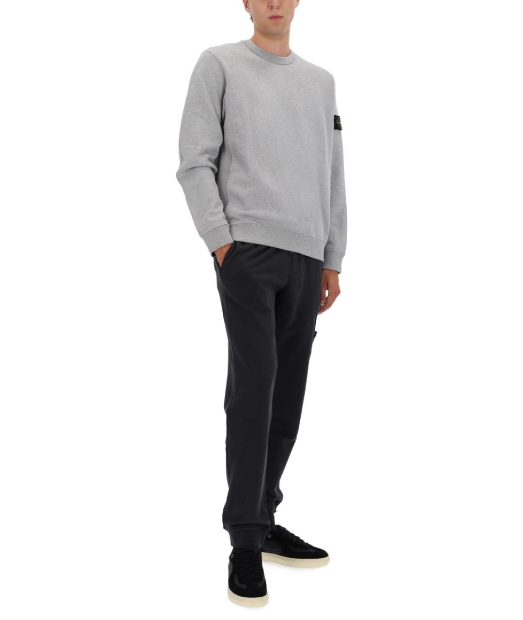 STONE ISLAND Серые хлопковые повседневные брюки, фото 3