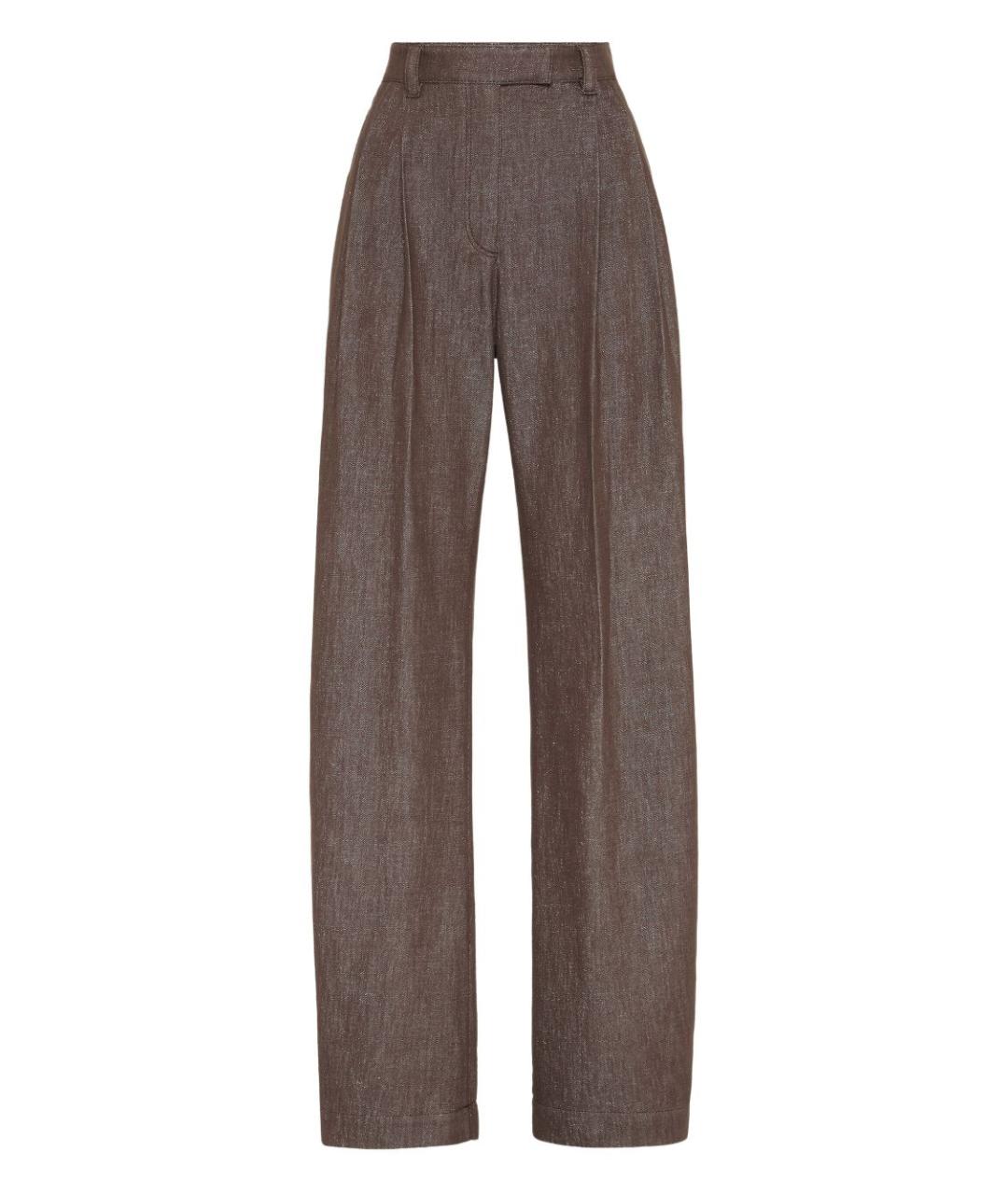 BRUNELLO CUCINELLI Коричневые хлопковые прямые брюки, фото 1