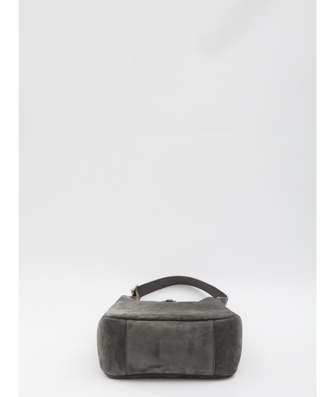 SAINT LAURENT Серая замшевая сумка через плечо, фото 4