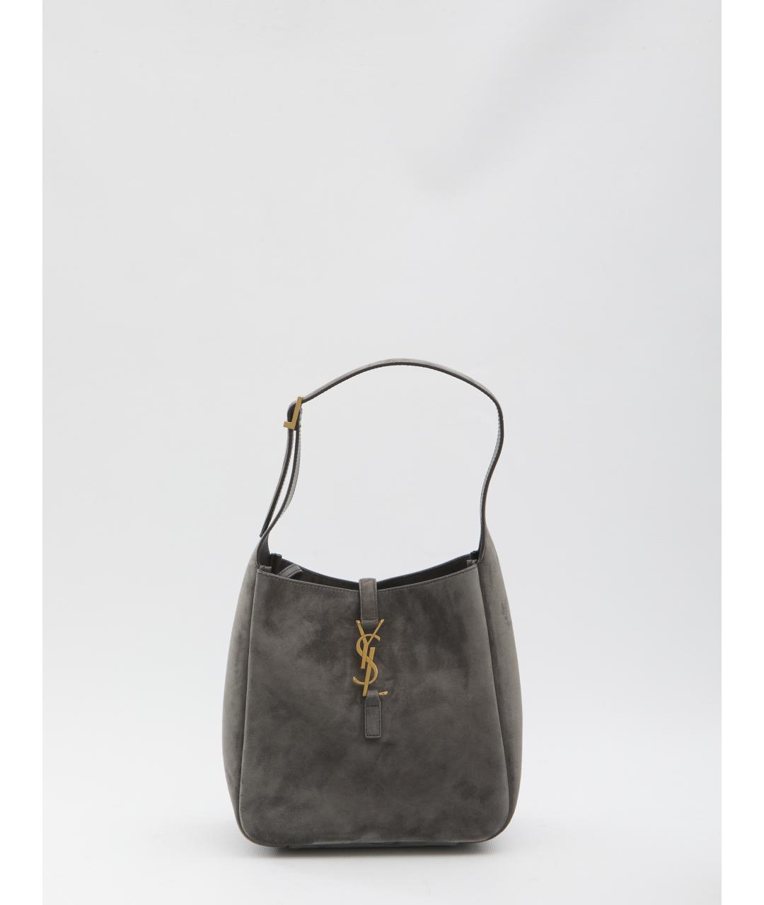SAINT LAURENT Серая замшевая сумка через плечо, фото 2