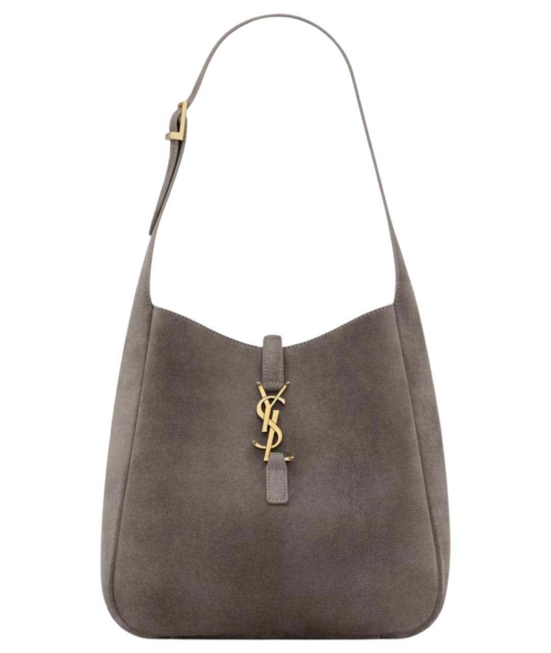 SAINT LAURENT Серая замшевая сумка через плечо, фото 1