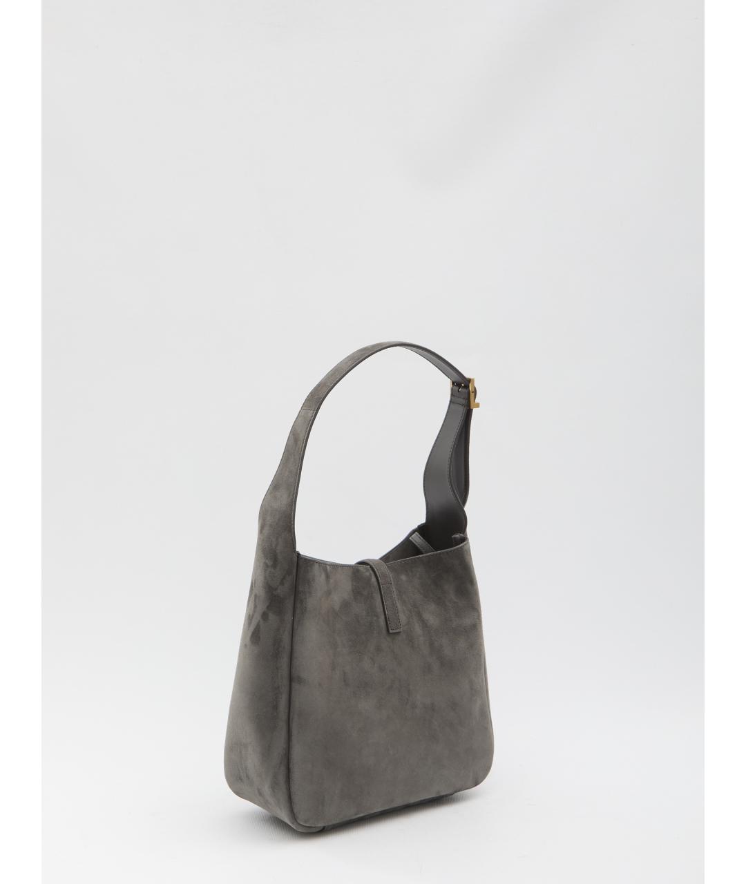 SAINT LAURENT Серая замшевая сумка через плечо, фото 3