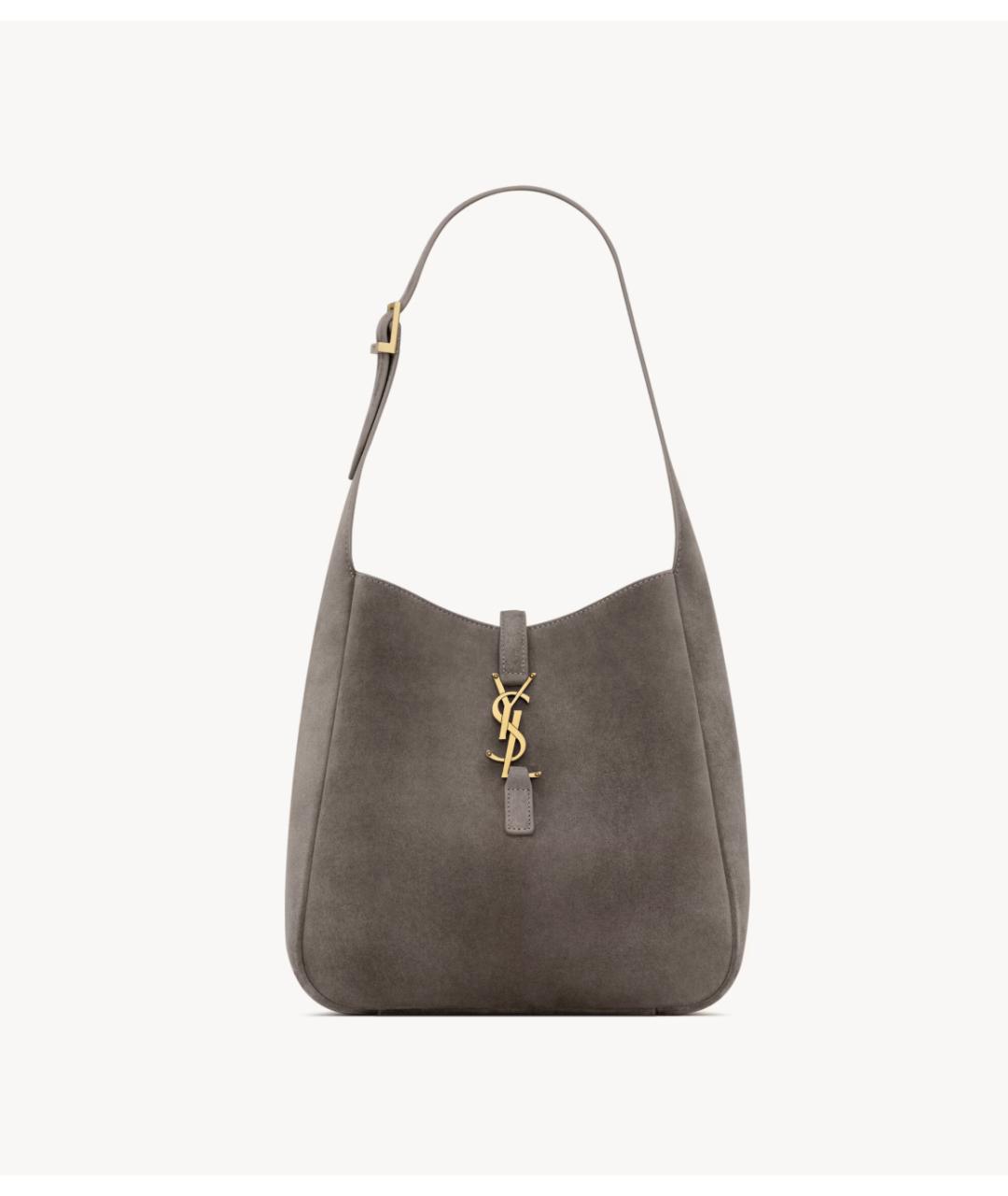 SAINT LAURENT Серая замшевая сумка через плечо, фото 6
