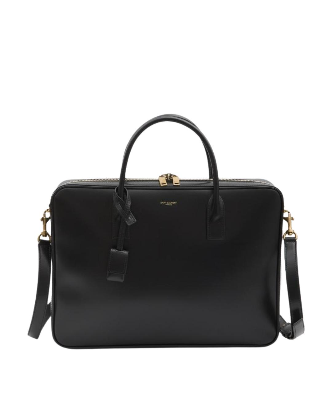 SAINT LAURENT Черная кожаная сумка на плечо, фото 1