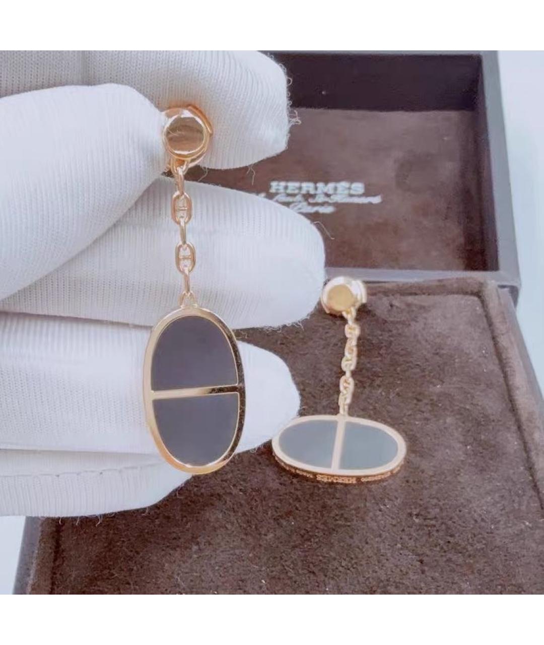 HERMES Черные серьги из розового золота, фото 5