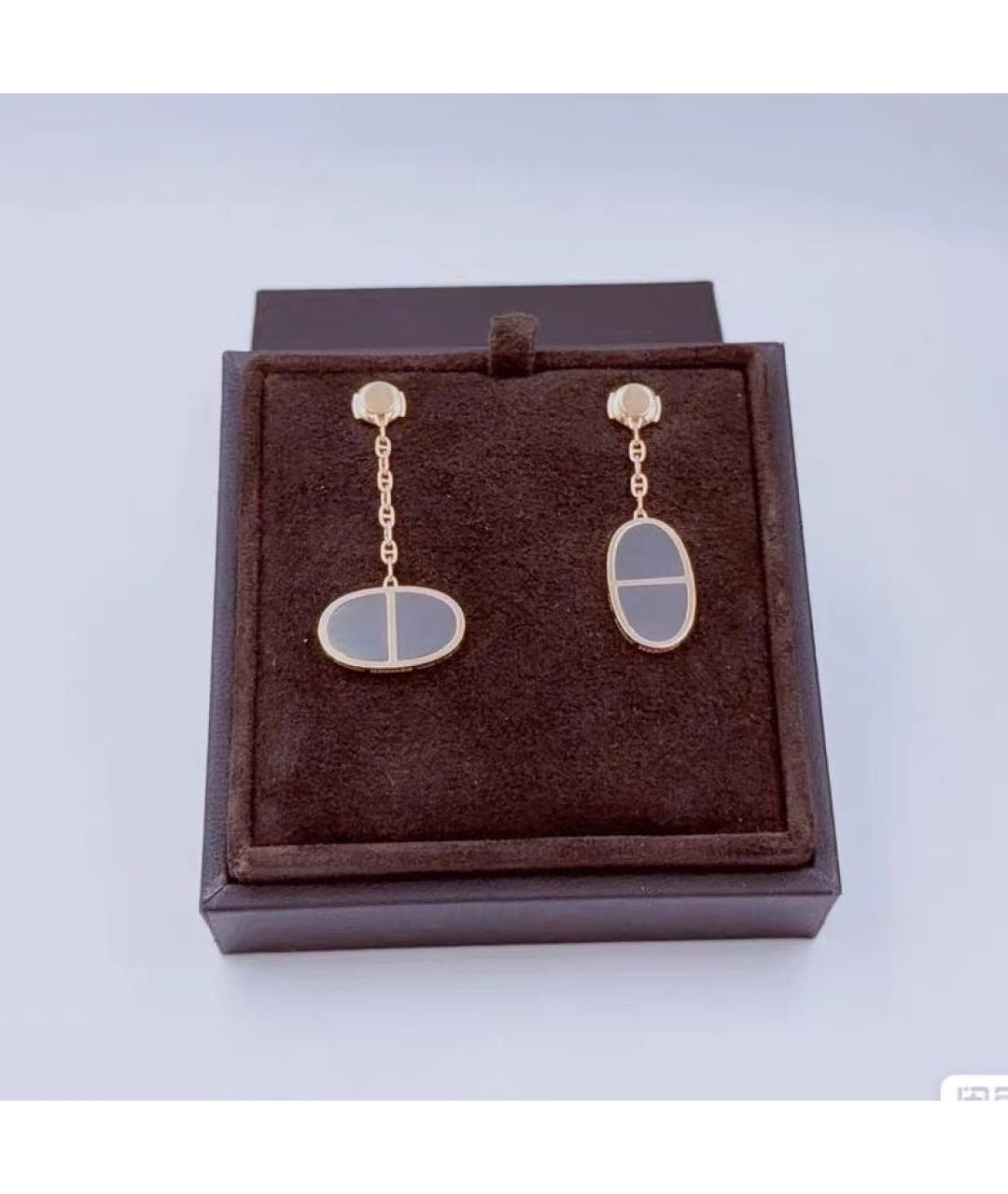 HERMES Черные серьги из розового золота, фото 3