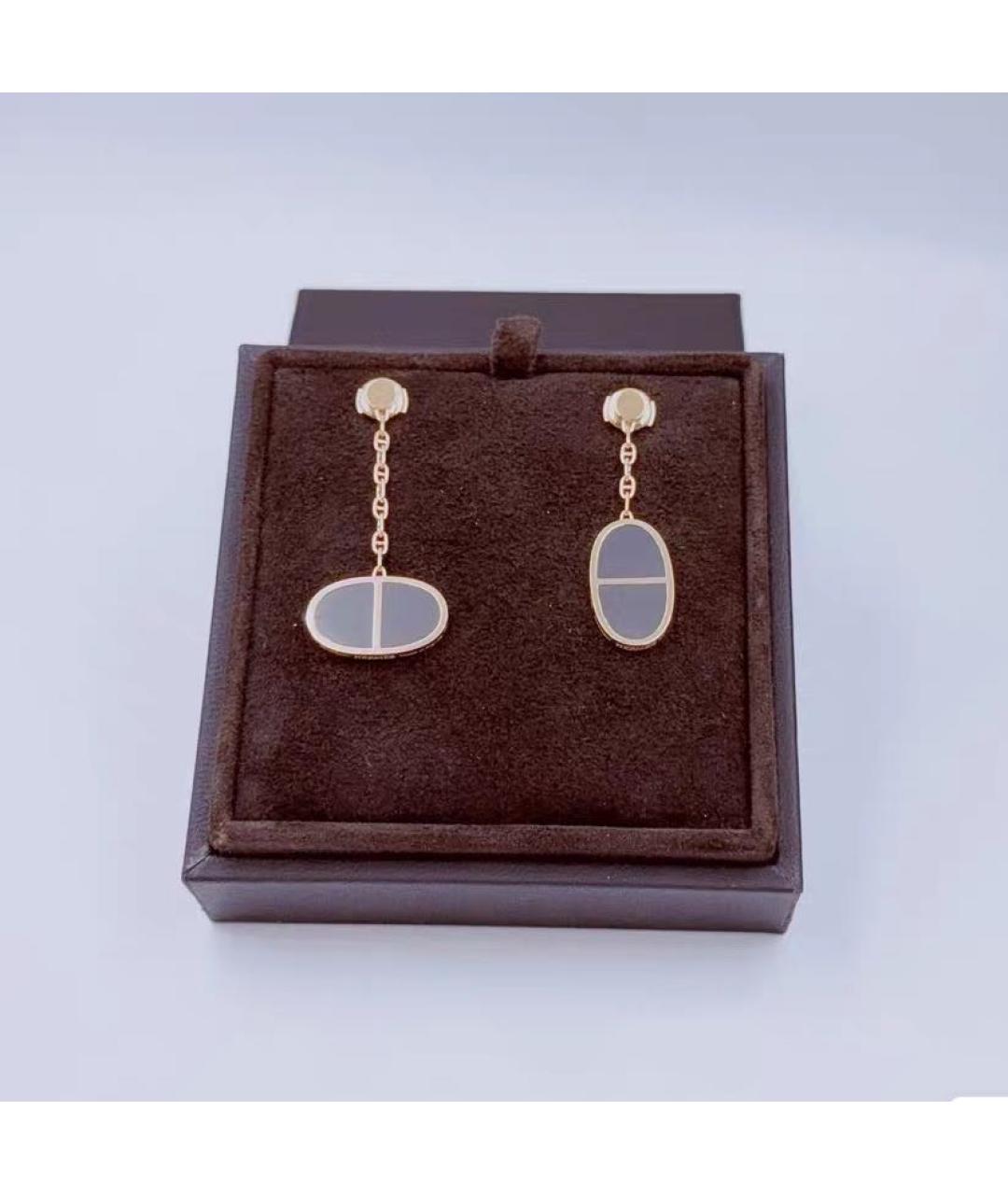 HERMES Черные серьги из розового золота, фото 4
